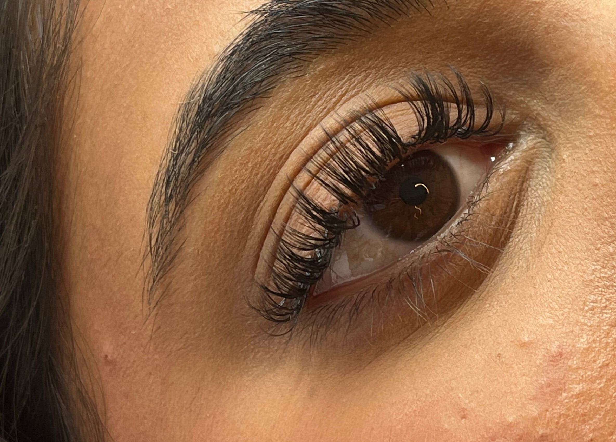Close-up of perfectly styled eyelashes at Minks By Mc, Liverpool, England, GB showcasing lash extension expertise.