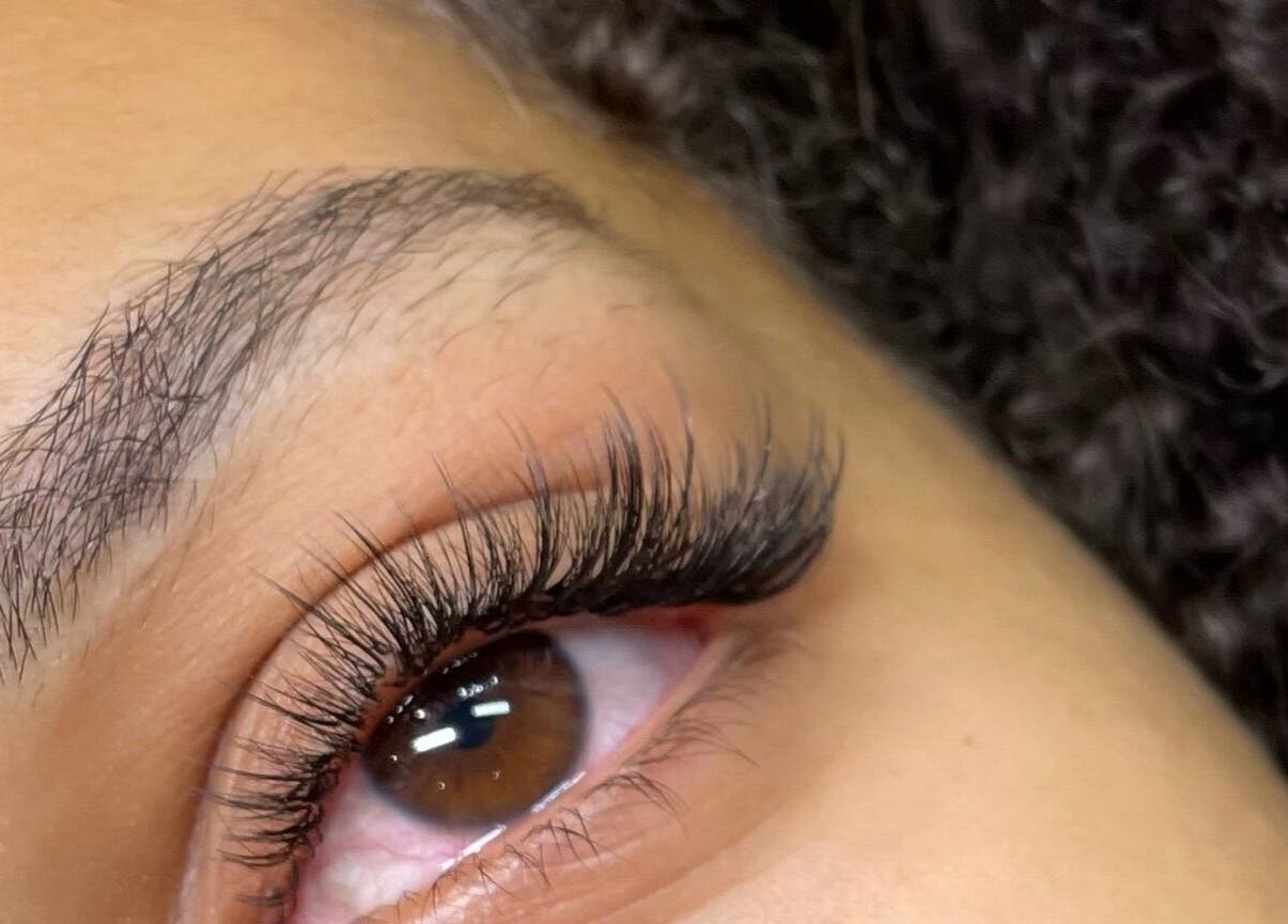 Detailed view of expertly applied eyelash extensions at Pro Beauty Studio, London, England, GB.