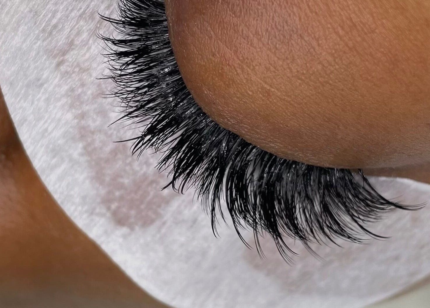 Close-up of eyelash extensions at Pro Beauty Studio, London, England, GB.