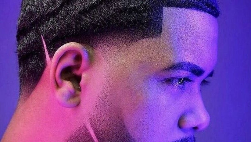 Close-up of a sharp hair fade at Rayzor Crisp Cutz, Los Angeles, California, US.
