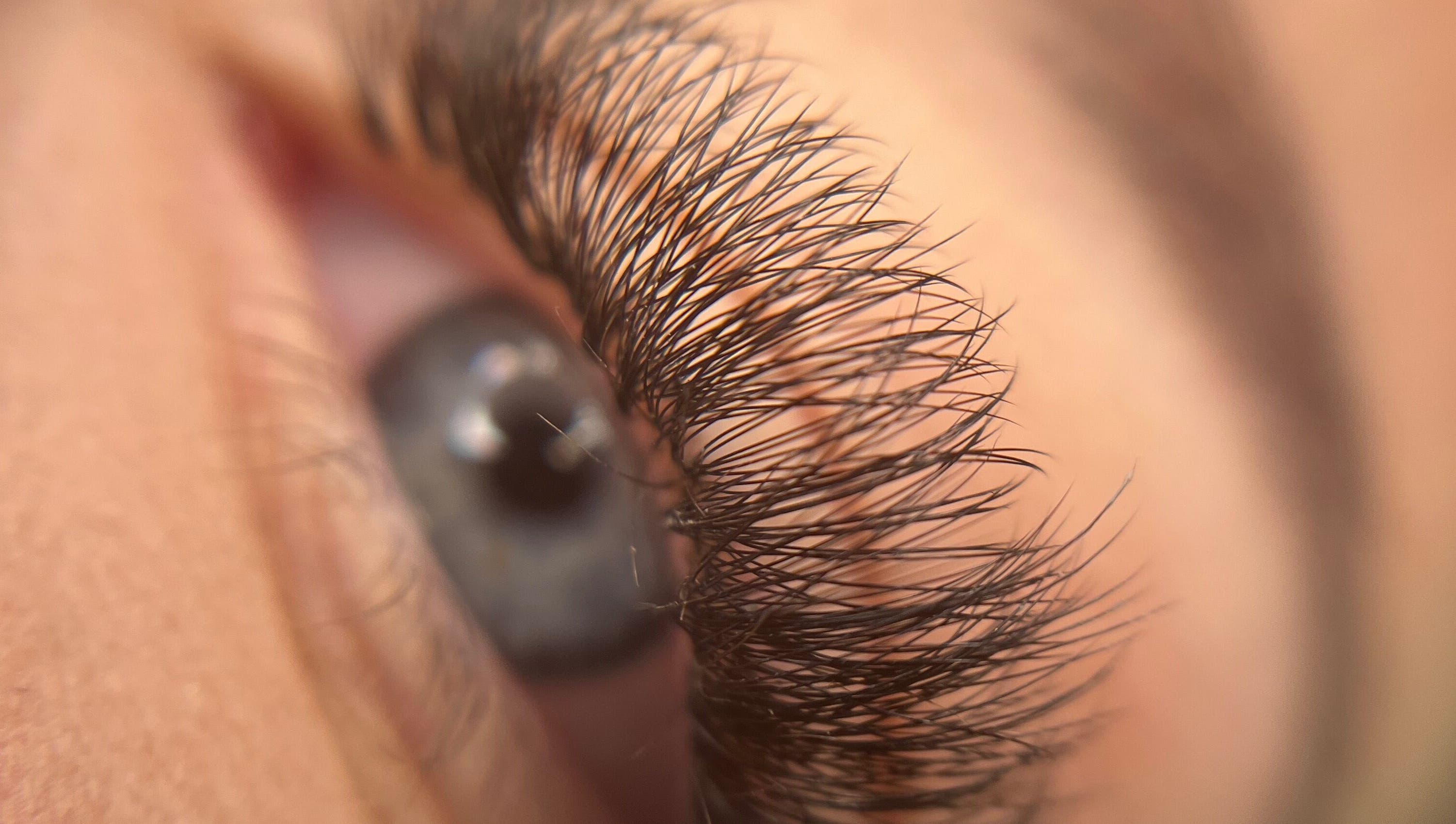 Close-up of lush eyelashes at Glow and Go, Harwich, England, GB for ultimate beauty care.