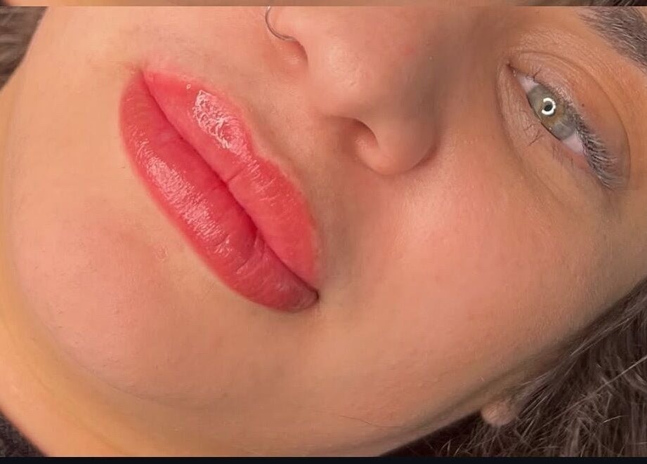 Close-up of glossy lips at Glow and Go, Harwich, England, GB, showcasing beauty services.