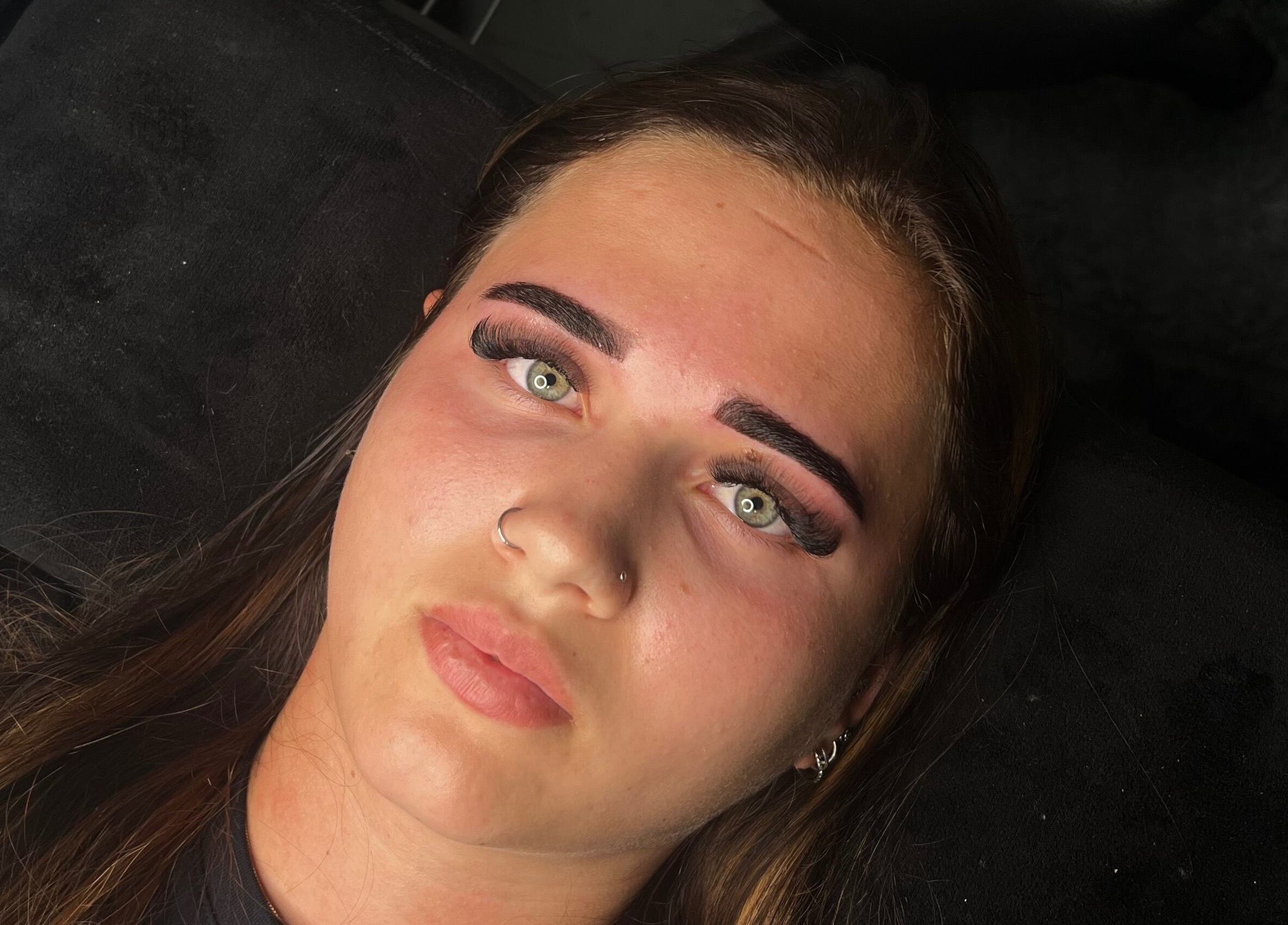 Close-up of professionally styled eyebrows at Glow and Go, located in Harwich, England, GB.