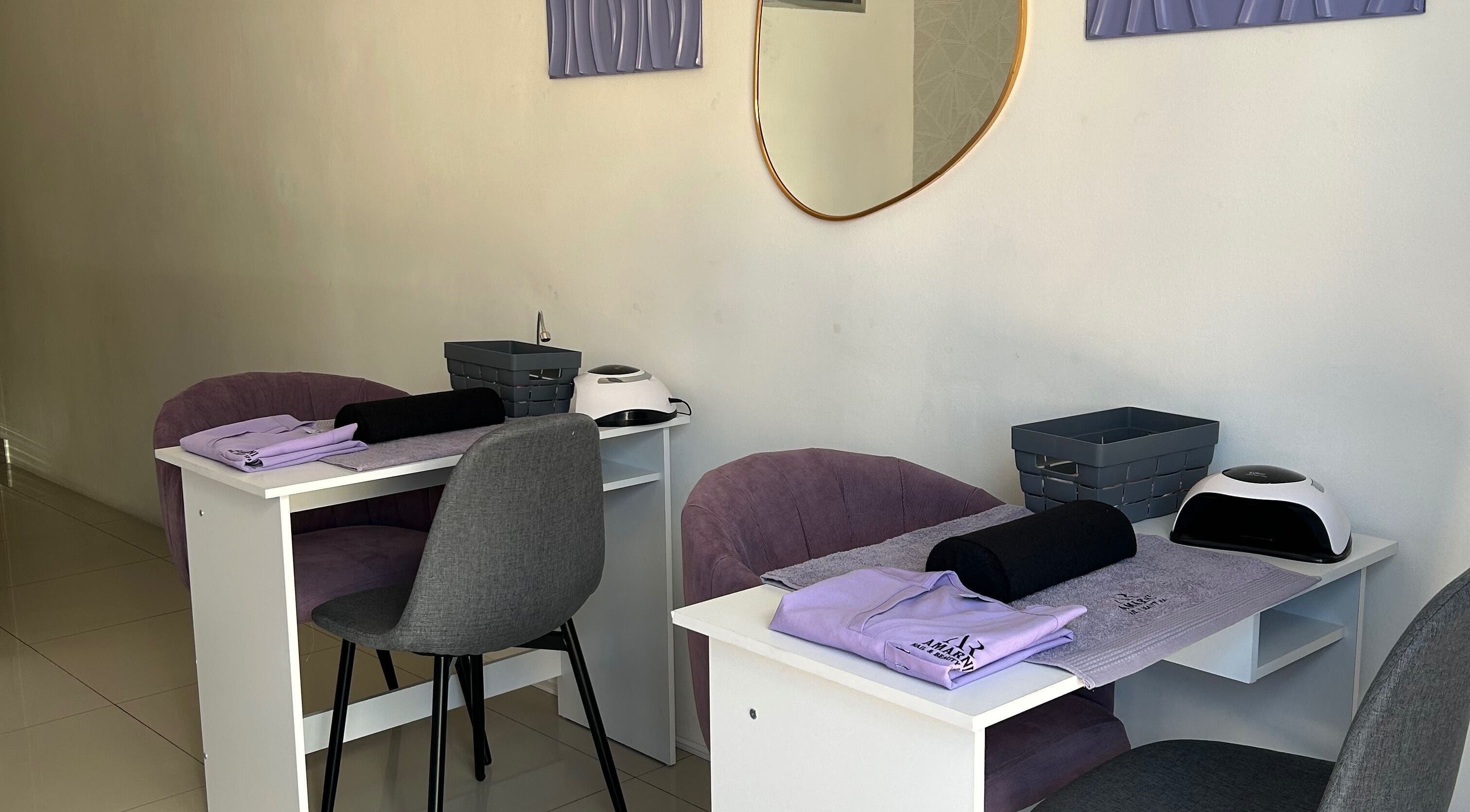 Manicure station at Amarni Nail & Beauty Spa, Cape Town, Western Cape, ZA, offering a serene beauty experience.