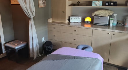 Relaxing massage room at The Muscle Whisperer in New Port Richey, Florida, US.