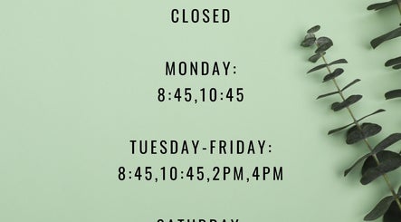 Operating hours at Faces by Nakita x The Skn Lab, Couva, TT with greenery background.