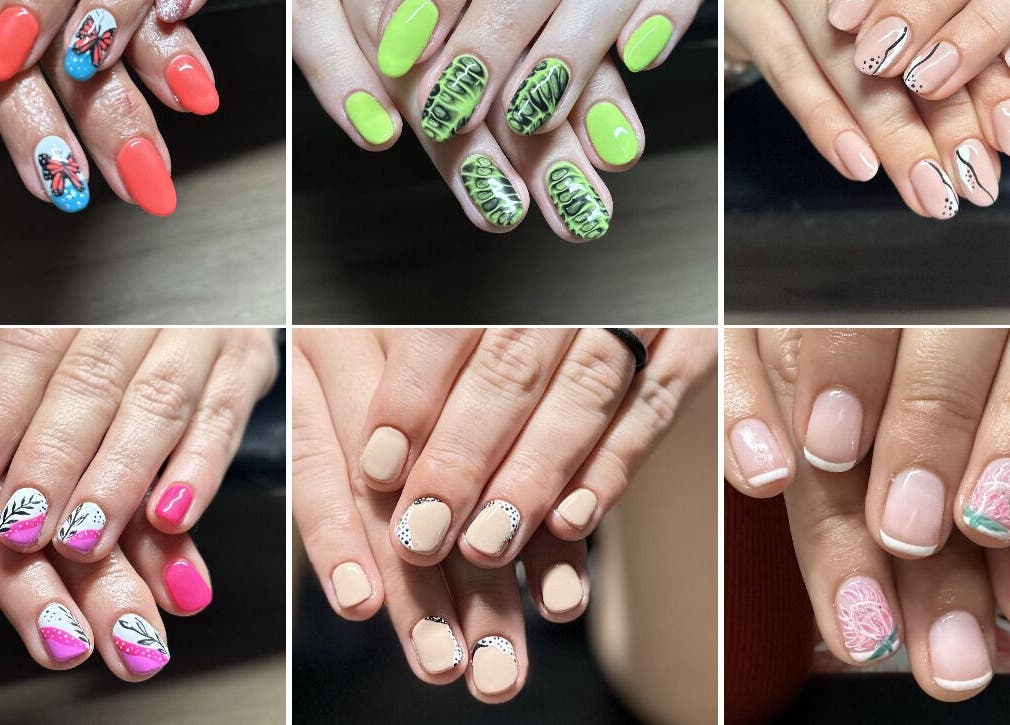 Vibrant nail art designs at Selfbeeld Skoonheid in Wellington, Western Cape, ZA, showcasing modern styles.