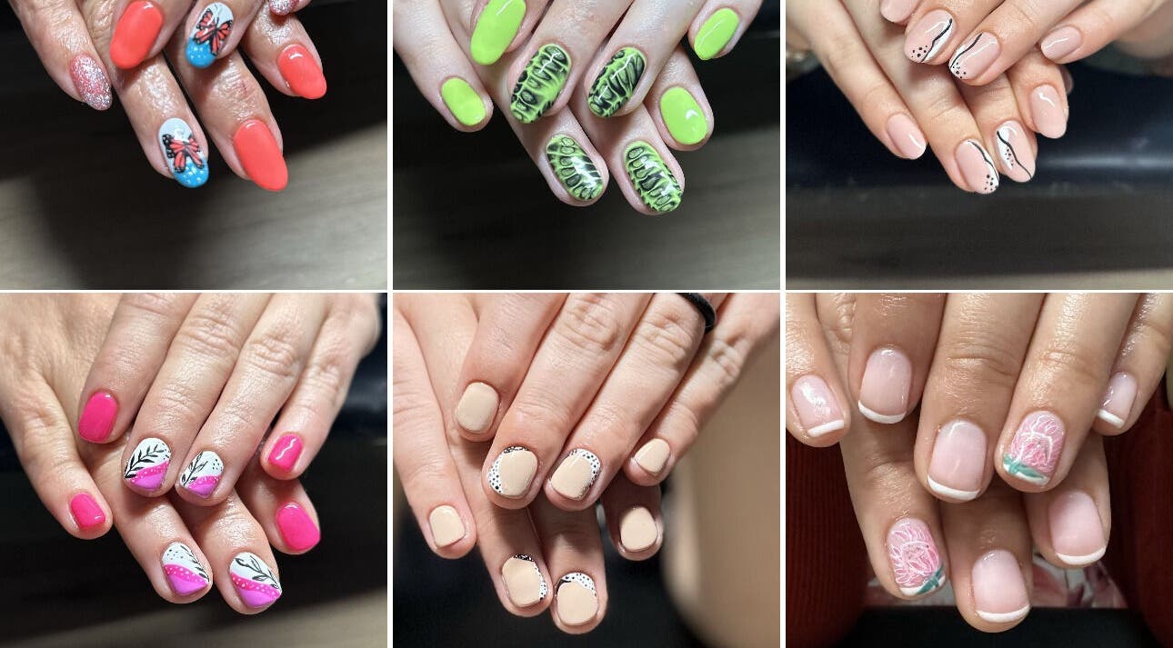Vibrant nail art designs at Selfbeeld Skoonheid in Wellington, Western Cape, ZA, showcasing modern styles.
