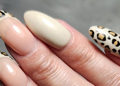 Leopard-print nail art at 50 Shades of Beauty and Slimming, Cape Town, Western Cape, ZA.