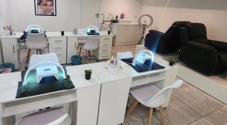 Nail stations at 50 Shades of Beauty and Slimming in Cape Town, Western Cape, ZA, featuring modern nail dryers.