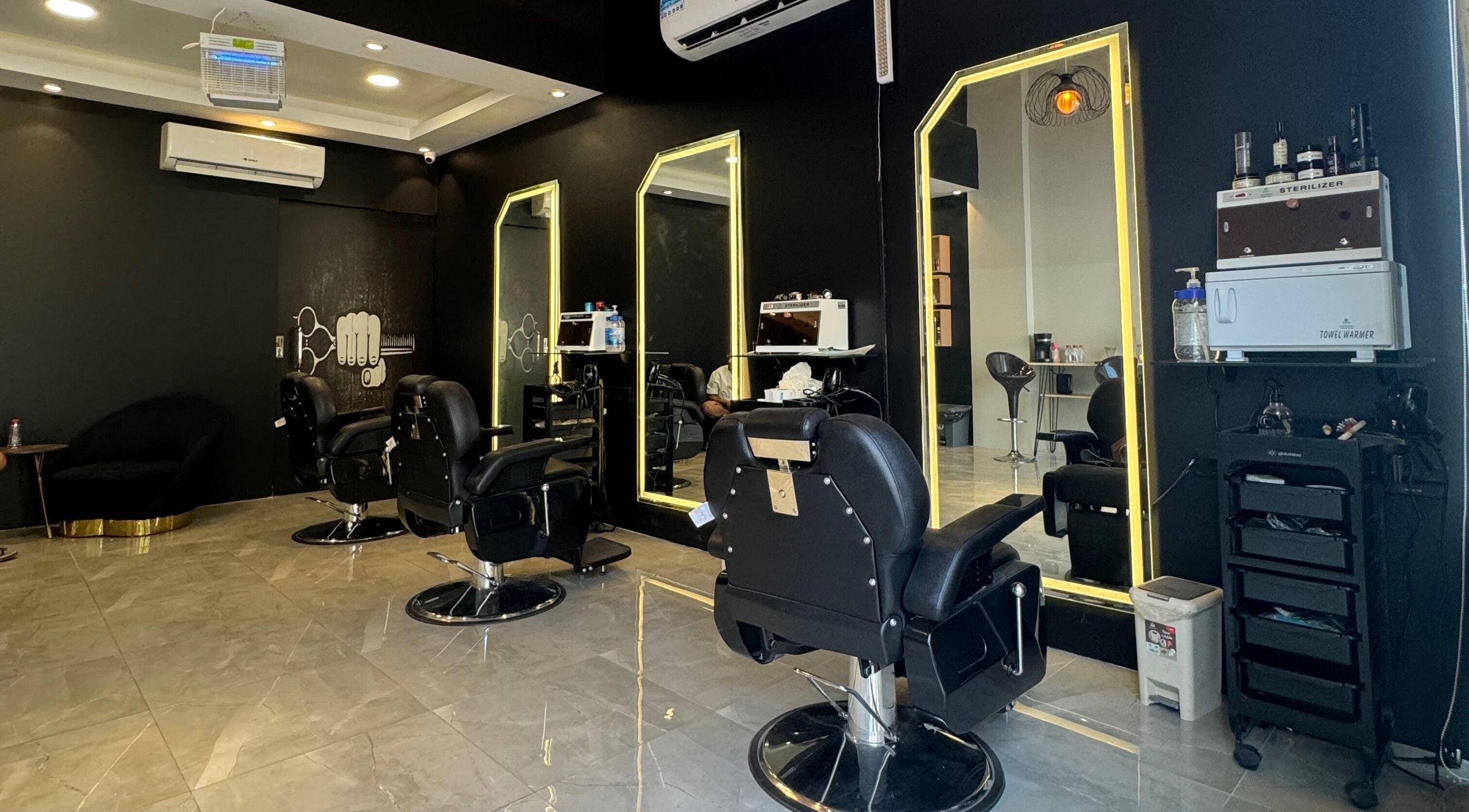 Chic salon chairs and mirrors at Favorite Hand Salon, Al Khobar, Eastern Province, SA.
