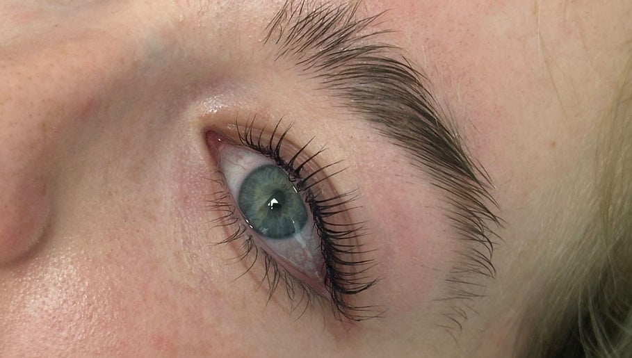 Close-up of enhanced eyelashes at Glam By Grace, Kings Langley, England, GB.