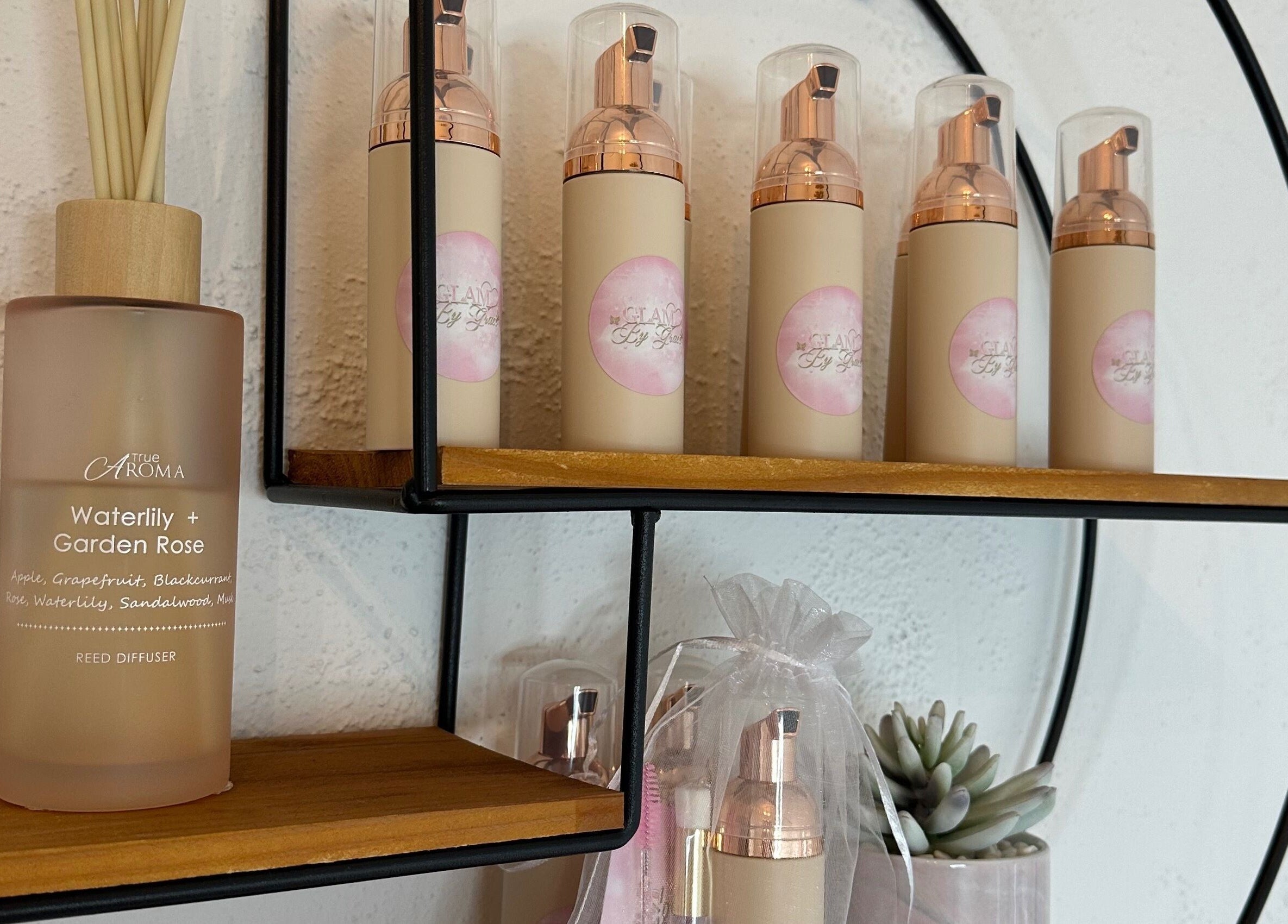 Luxury products at Glam By Grace, Kings Langley, England, GB featuring a Waterlily and Garden Rose diffuser.