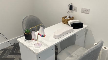 Sleek nail station at Nailsbysadie, Merthyr Tydfil, Wales, GB. Perfectly set up for a relaxing manicure experience.