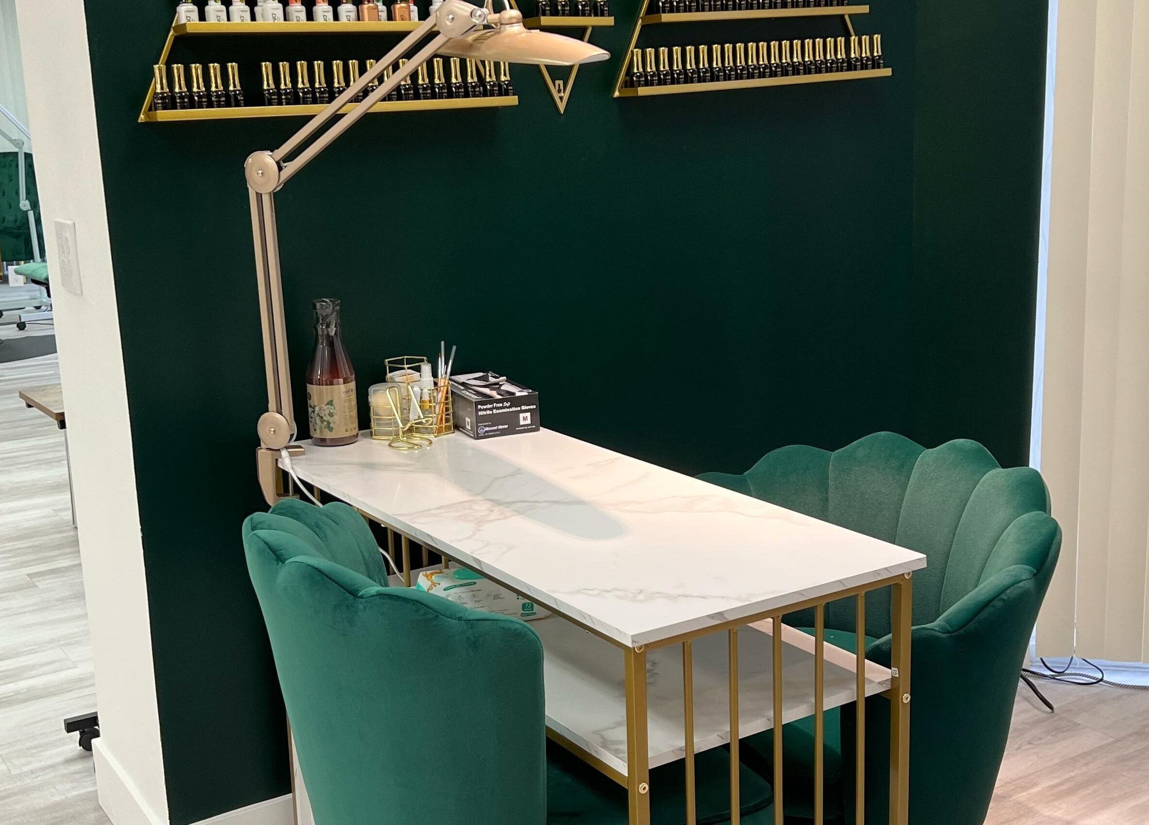 Modern nail station at Yb Professional Marina Del Rey (Playa), Los Angeles, California, US.