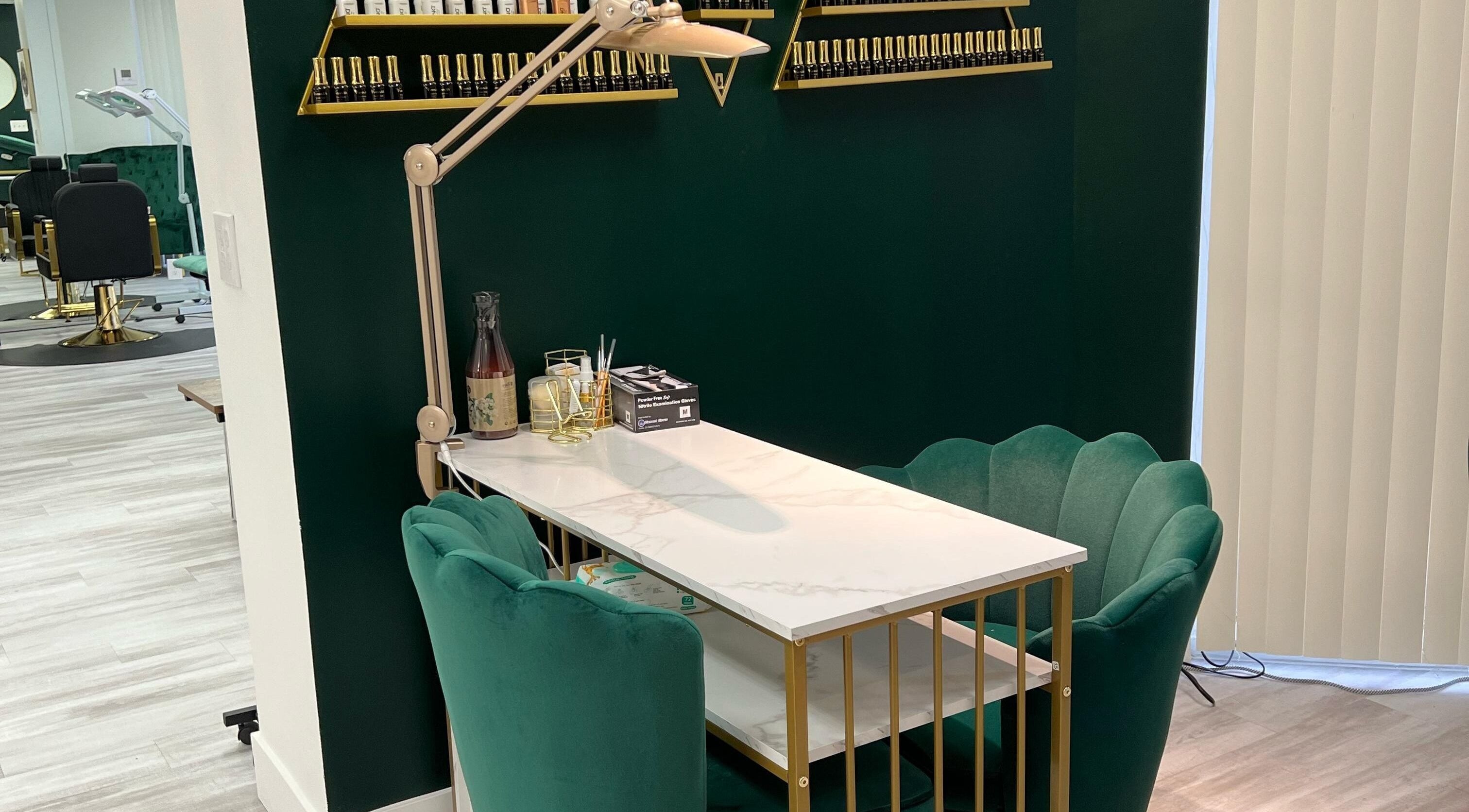 Modern nail station at Yb Professional Marina Del Rey (Playa), Los Angeles, California, US.