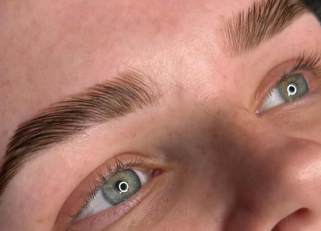 Close-up of expertly shaped brows at Ocean Sinclair Brows in Elgin, Scotland, GB.