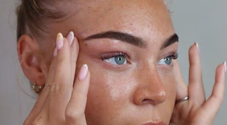 Close-up of perfectly shaped eyebrows at BROWZD in Birmingham, England, GB.