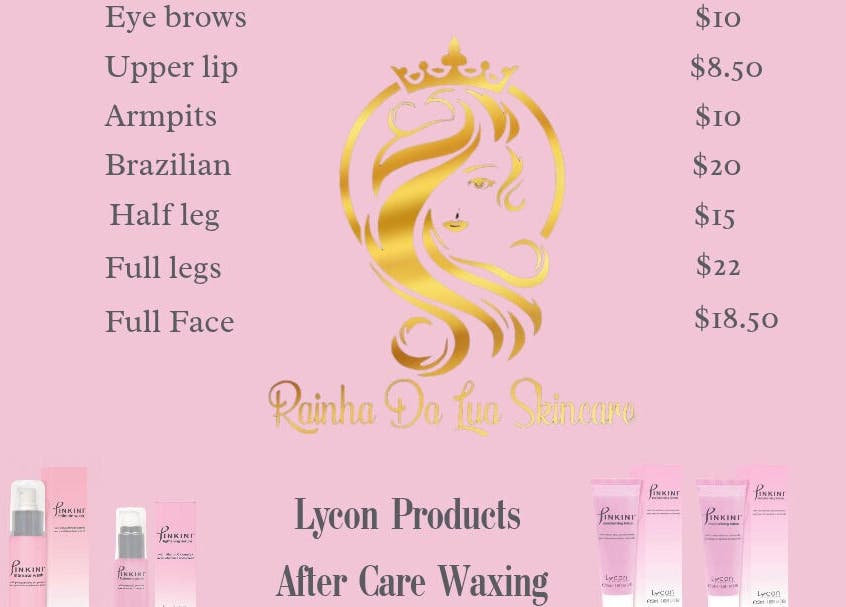 Prijstabel voor waxservices bij Rainha Da Lua Skincare Paramaribo, Paramaribo, SR.