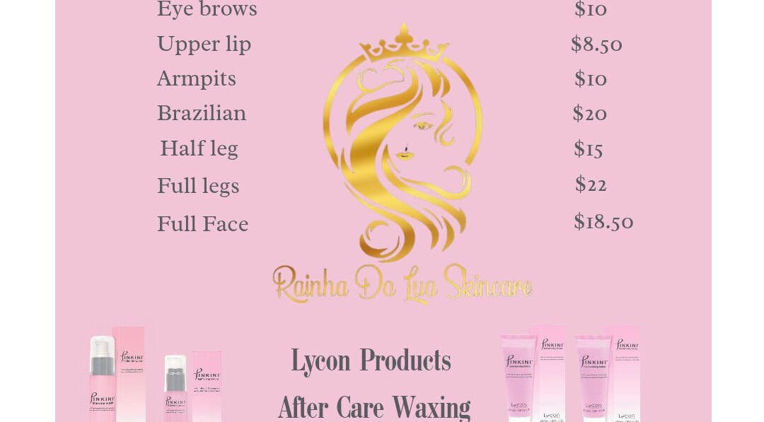 Prijstabel voor waxservices bij Rainha Da Lua Skincare Paramaribo, Paramaribo, SR.