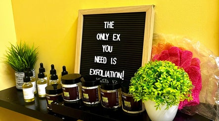 Trū Skin Studio's exfoliation products display in vibrant Lucea, Hanover Parish, JM setting.