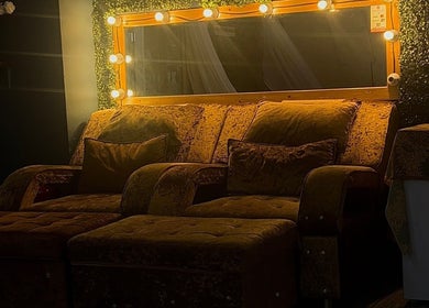Cozy velvet seating at FARNIESHA BEAUTY SPA, Rawang, Selangor, MY. Relaxing atmosphere with soft lighting.