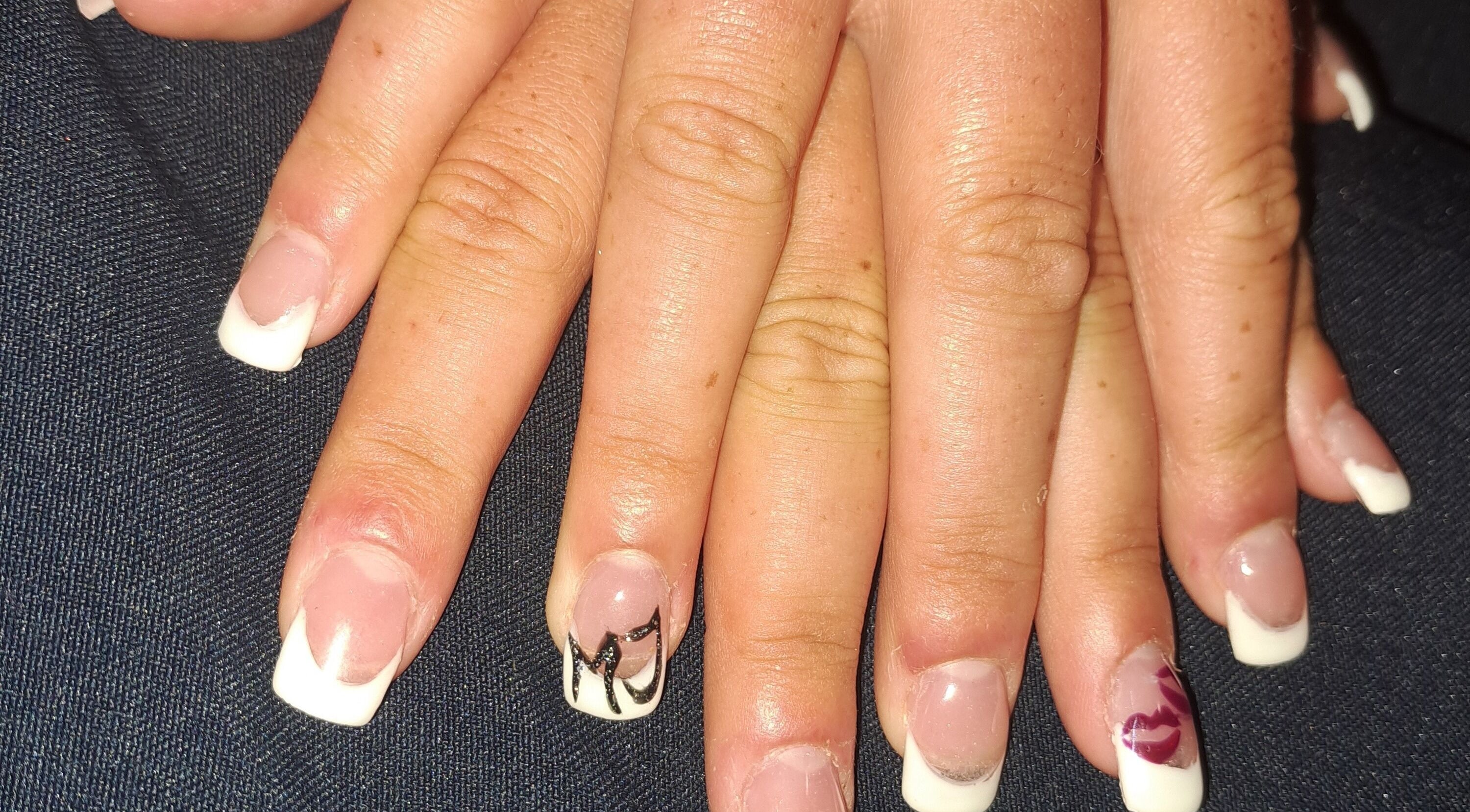 Elegant French manicure with nail art at NailIt by Anel, Sedgefield, Western Cape, ZA