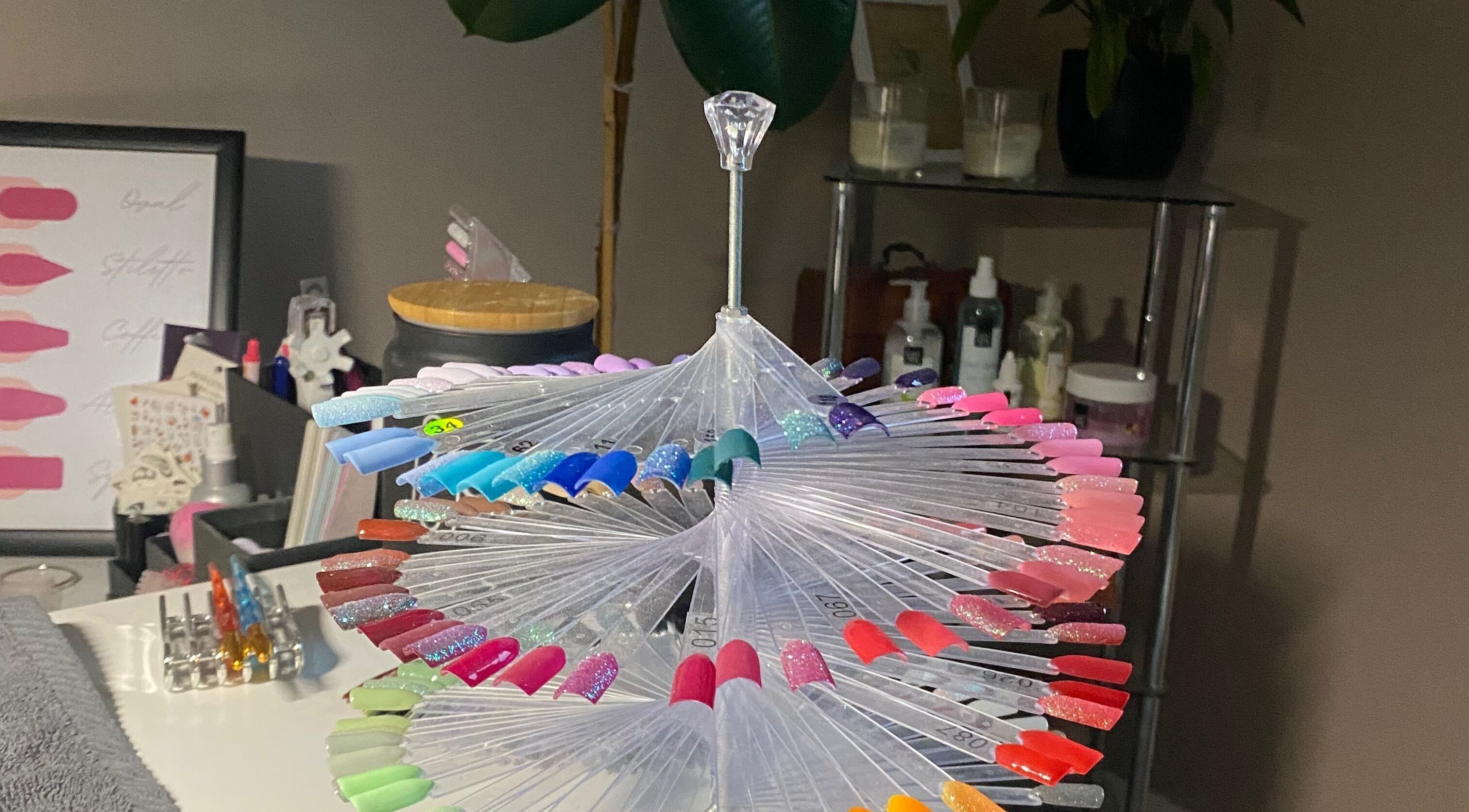 Colorful nail palette at SofiNails (Home-based studio), Edinburgh, Scotland, GB showcasing vibrant options.