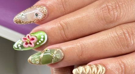 Intricate floral nail art at KC Nail Studio, Logan Reserve, Queensland, AU showcasing stylish manicure designs.