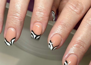 Stylish zebra nail art at KCNailStudio, Logan Reserve, Queensland, AU.