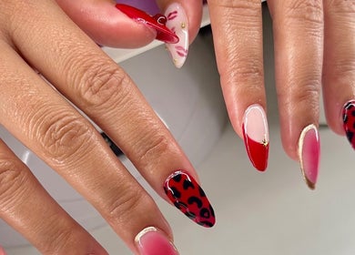 Elegant red and pink nail art at KCNailStudio, Logan Reserve, Queensland, AU. Perfect nail aesthetics.