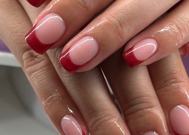 Elegant red French manicure at KCNailStudio, Logan Reserve, Queensland, AU.
