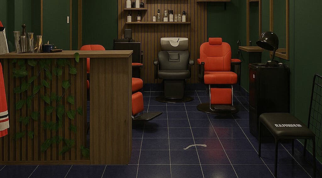 Interior elegante de Barberia Kingsmancut en Tuluá, Valle Del Cauca, CO con sillones rojos y decoración moderna.