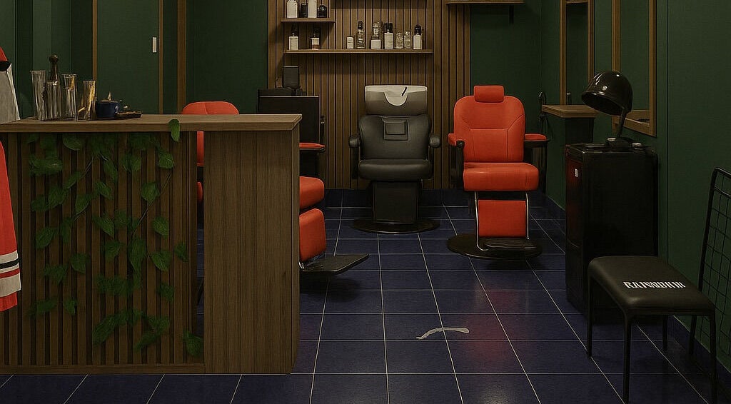 Interior elegante de Barberia Kingsmancut en Tuluá, Valle Del Cauca, CO con sillones rojos y decoración moderna.