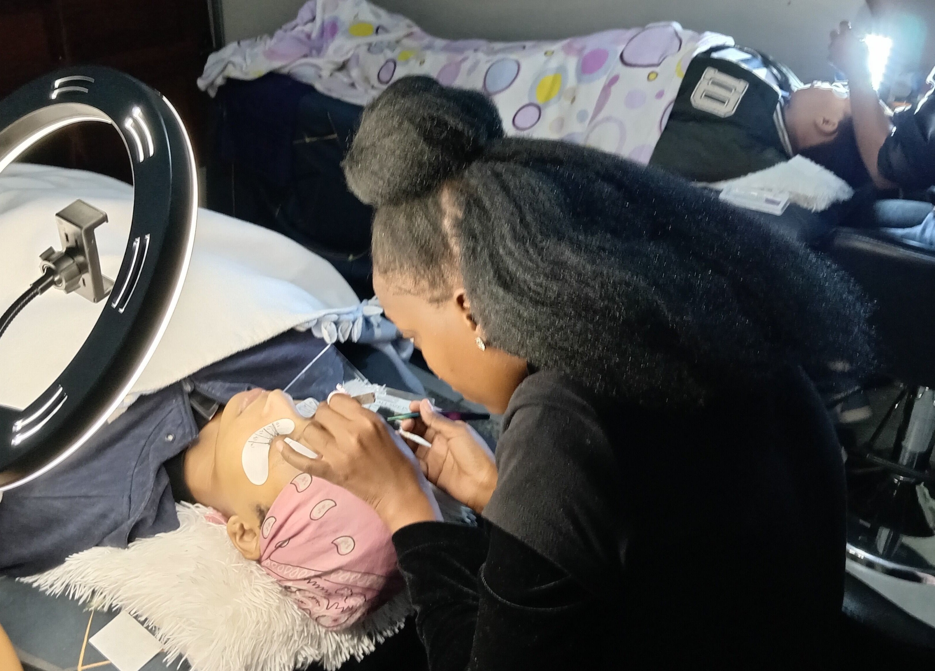 Expert eyelash application at Tranquil House of Elegance Beauty/Academy, Roodepoort, Gauteng, ZA