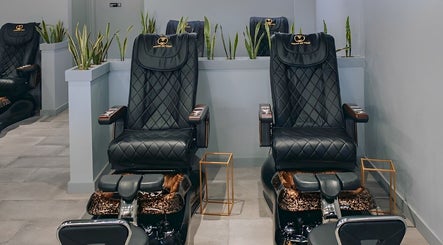 Elegant pedicure chairs at Color Me True Nail Bar, Nashville, Tennessee, US, offering a premium spa experience.