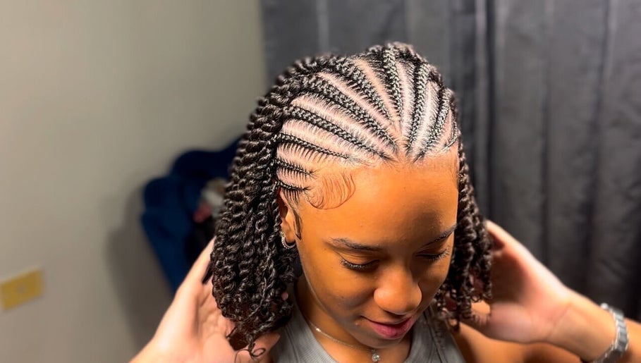 Intricate braided hairstyle at gorgeousstyles__ in Diego Martin, TT.