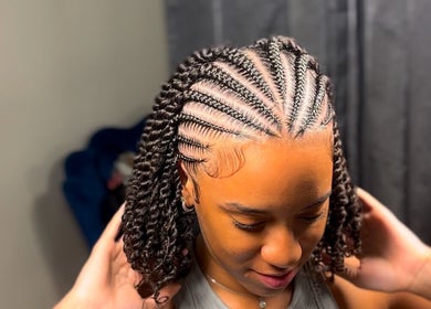 Intricate braided hairstyle at gorgeousstyles__ in Diego Martin, TT.