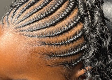 Intricate braid hairstyle at gorgeousstyles__ in Diego Martin, TT, highlighting detailed cornrows and sleek finish.