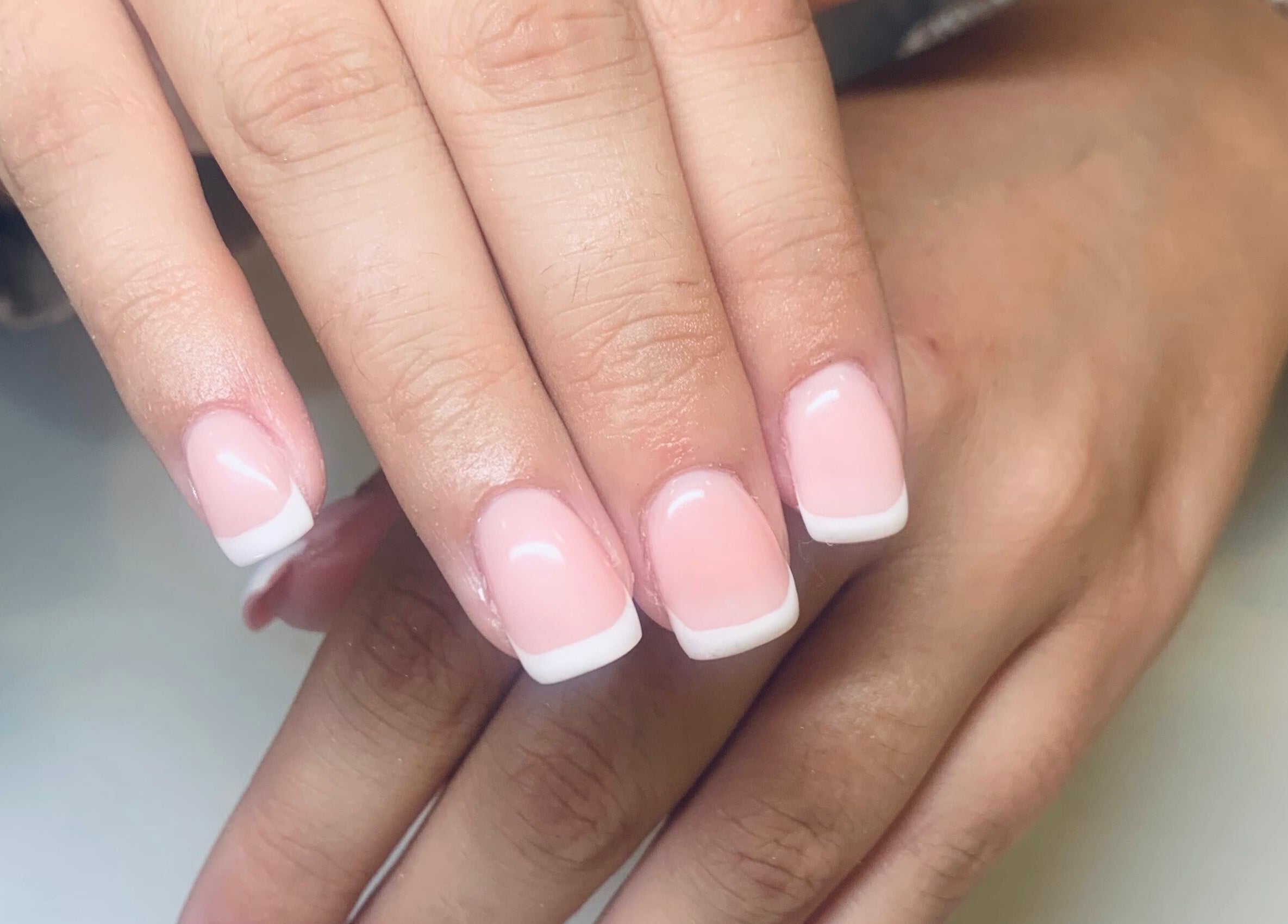 Beautiful French manicure at Bridie’s Beauty at Flutterbye Lashes, Lowestoft, England, GB.