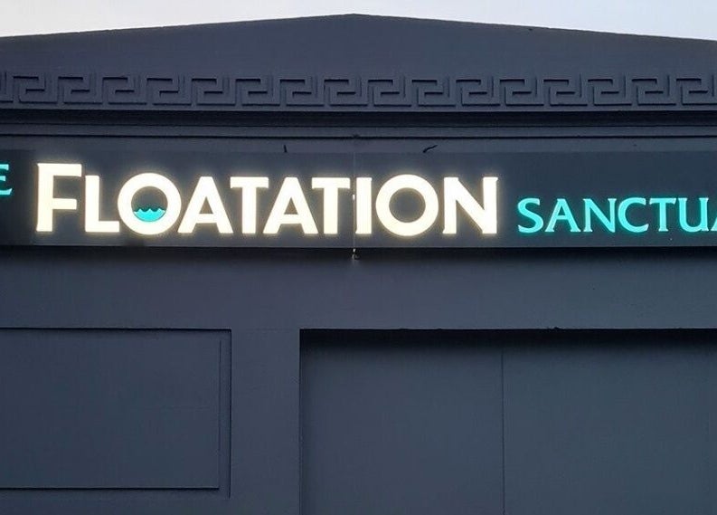 Entrance sign of The Floatation Sanctuary and Recovery Centre in New Plymouth, Taranaki, NZ.