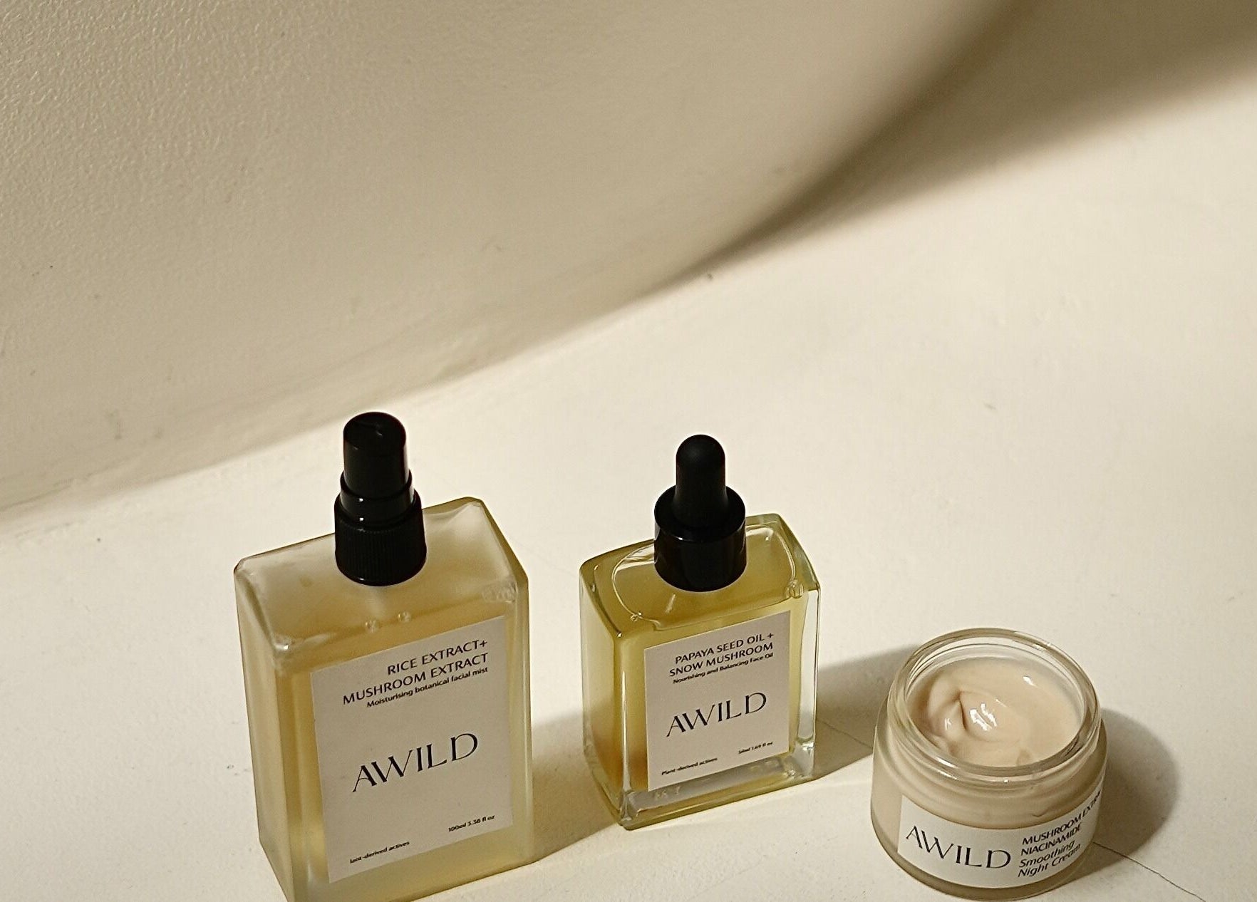 Luxurious skincare products at Awild Facial Uluwatu, Pecatu, Bali, ID, featuring natural ingredients.
