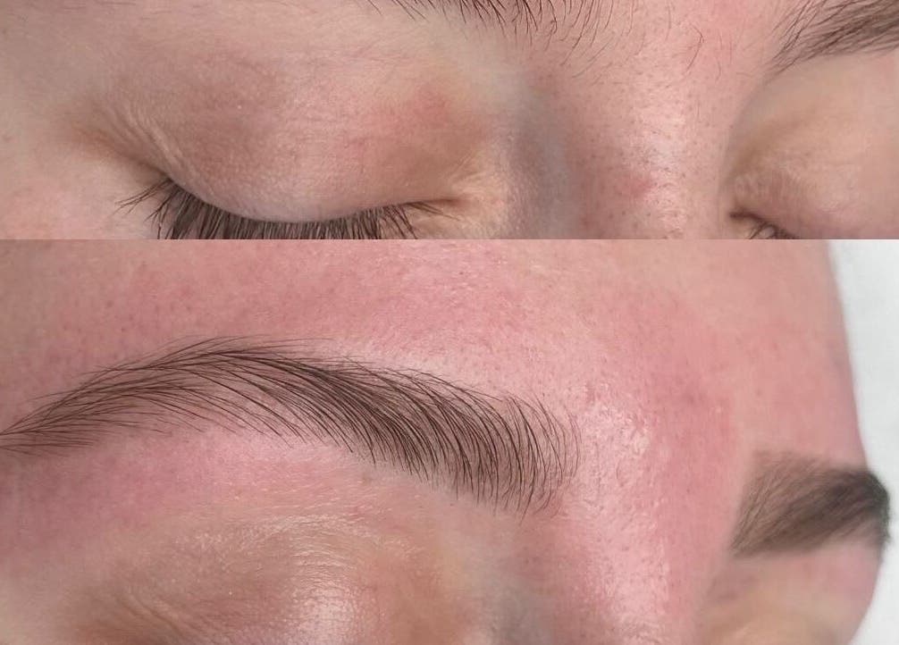 Before and after eyebrow transformation at Emily ~ Janes, Doncaster, England, GB.