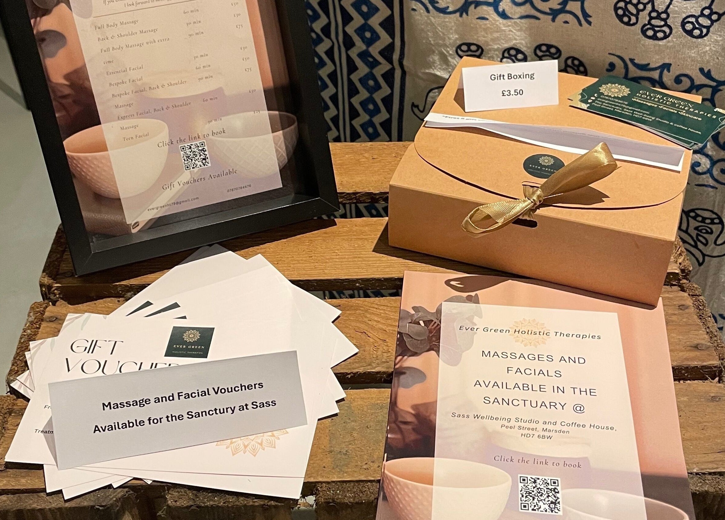 Gift vouchers and massage offers at The Sanctuary at Sass, Marsden, England, GB displayed elegantly.