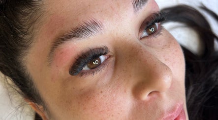 Close-up of elegant eyelash extensions at Luminous Sky Artistry, Sarasota, Florida, US.