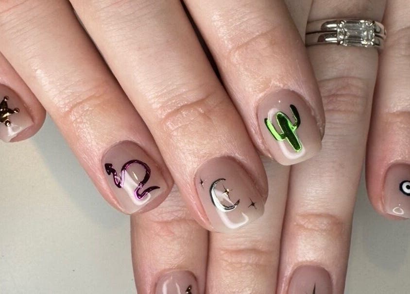 Unique nail art with cactus designs at Miso Nail Studio, North Rocks, New South Wales, AU.