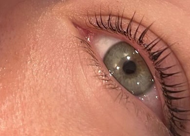 Close-up of enhanced lashes at Sass Lash Infusion, Cochrane, Alberta, CA showcasing expert beauty care.