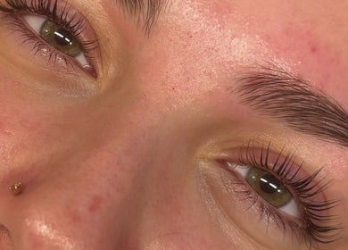 Close-up of perfectly groomed lashes at Sass Lash Infusion, Cochrane, Alberta, CA.