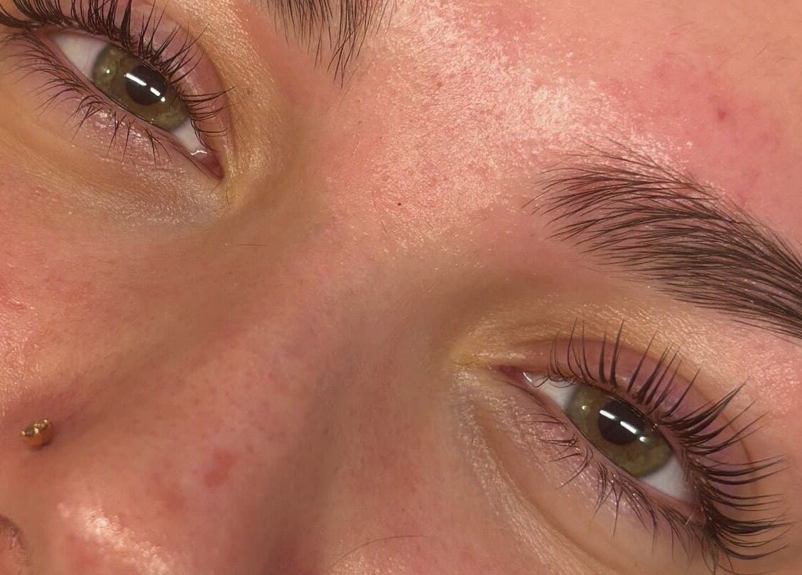 Close-up of perfectly groomed lashes at Sass Lash Infusion, Cochrane, Alberta, CA.