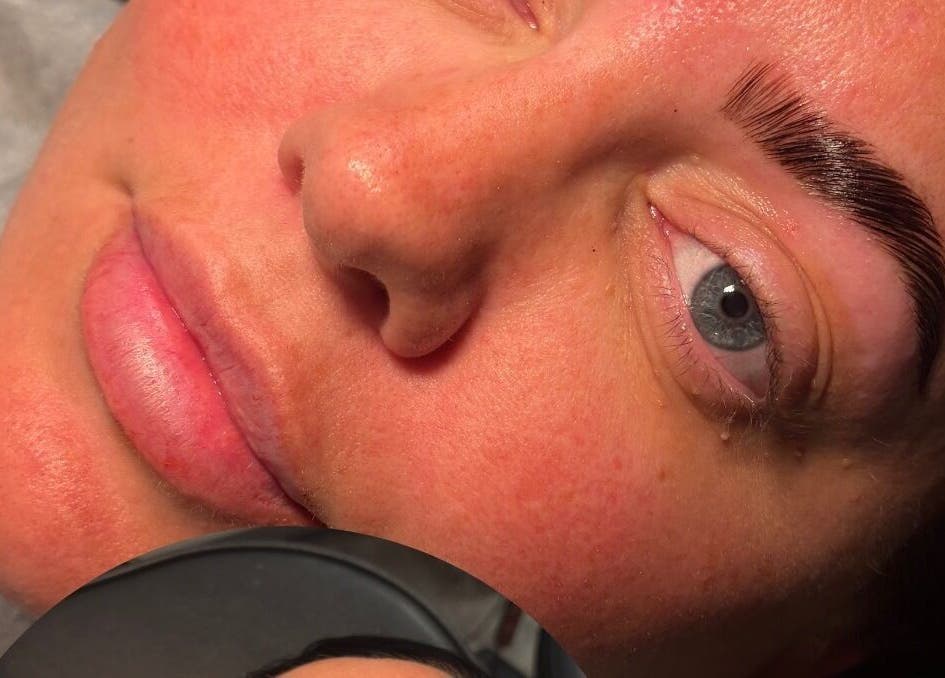 Close-up of expertly shaped brows at Brow Capital, London, England, GB. Highlighting beauty services.